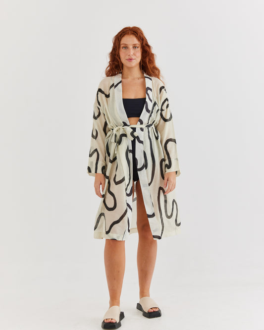 Abstract Kimono Dress