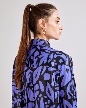 Oversized blouse ~ Purple cutout print
